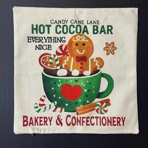 Gingerbread Man Hot Cocoa Bakery Pillow Cover